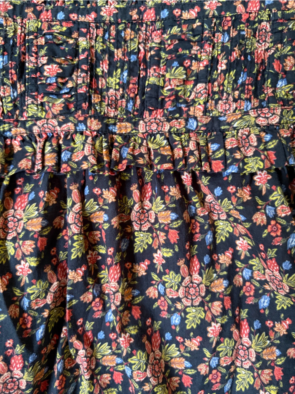 Doen Navy Floral Smocked Top (Agotha Top in Noir Forest Floral) - Picture 3 of 3